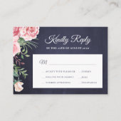 Navy blue blush roze roze roze roze bruiloft RSVP Informatiekaartje (Voorkant)