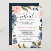 Navy Blue Blush roze roze Vrijgezellenfeest Kaart (Voorkant / Achterkant)