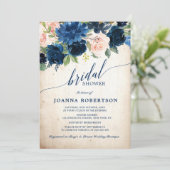 Navy Blue Blush Roze Roze Vrijgezellenfeest Kaart (Staand voorkant)