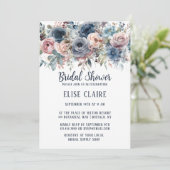 Navy Blue Blush Roze Rozen Vrijgezellenfeest Kaart (Staand voorkant)