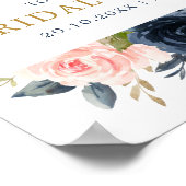 Navy Blue Blush roze Vrijgezellenfeest Welkom Po Poster (Hoek)