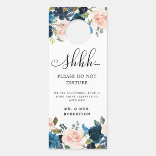Navy Blue Blush Rozen Wedding stoort niet Deurhanger