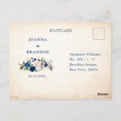 Navy Blue Blush Rustic Country Geometric RSVP Briefkaart (Achterkant)