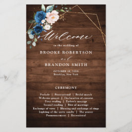 Navy Blue Blush Rustic Wood Gold Geometric Program