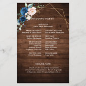 Navy Blue Blush Rustic Wood Gold Geometric Program (Achterkant)