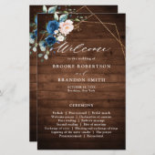 Navy Blue Blush Rustic Wood Gold Geometric Program (Voorkant / Achterkant)