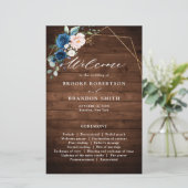 Navy Blue Blush Rustic Wood Gold Geometric Program (Staand voorkant)