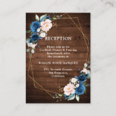Navy Blue Blush Rustic Wood Gold Geometric Weddens Informatiekaartje (Voorkant)