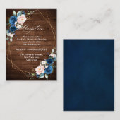 Navy Blue Blush Rustic Wood Gold Geometric Weddens Informatiekaartje (Voorkant / Achterkant)