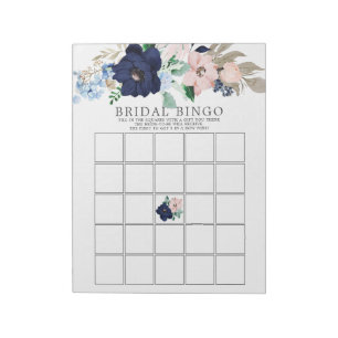 Navy Blue & Blush Vrijgezellenfeest Bingo Game Notitieblok