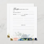 Navy Blue Blush Vrijgezellenfeest Recipcard (Voorkant / Achterkant)