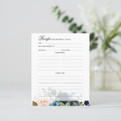Navy Blue Blush Vrijgezellenfeest Recipcard (Staand voorkant)