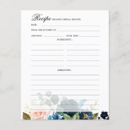 Navy Blue Blush Vrijgezellenfeest Recipcard