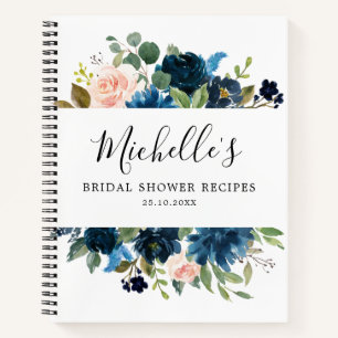Navy Blue Blush Vrijgezellenfeest Recipe Book Notitieboek