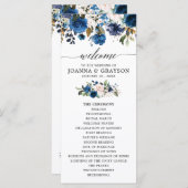 Navy Blue Blush Waterverf Bloemen Trouwprogramma Programmakaart (Voorkant / Achterkant)