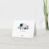 Navy Blue Blush Waterverf Floral Vrijgezellenfeest Bedankkaart (Achterkant)