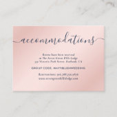 Navy Blue Blush Wedding Hotel Accommodatie Cards Informatiekaartje (Voorkant)