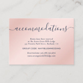 Navy Blue Blush Wedding Hotel Accommodatie Cards Informatiekaartje