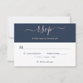 Navy Blue Blush Wedding RSVP-kaarten Keuze uit RSVP Kaartje (Voorkant)