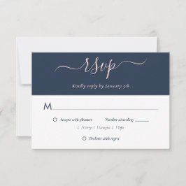 Navy Blue Blush Wedding RSVP-kaarten Keuze uit RSVP Kaartje
