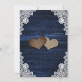 Navy Blue Blush Wood Lace Mason Jar Floral Wedding Kaart (Achterkant)