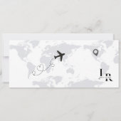 Navy Blue Boarding Pass Ticket Bruiloft Save The Date (Achterkant)