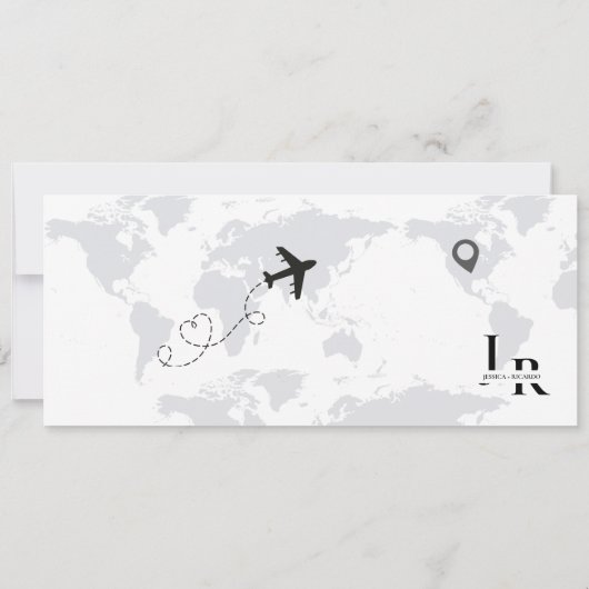 Navy Blue Boarding Pass Ticket Bruiloft Save The Date (Achterkant)