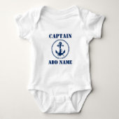 Navy Blue Boat Anchor met touw & Baby Naam/rang Romper (Voorkant)