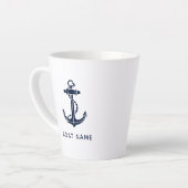 Navy Blue Boat Anker Custom Crew Swag Latte Mok (Linkerhoek)