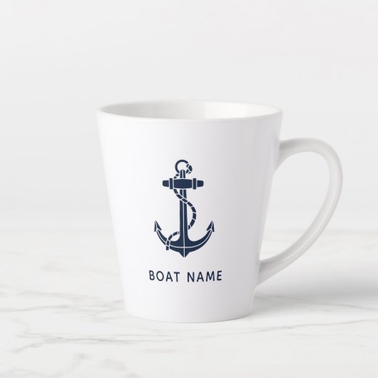 Navy Blue Boat Anker Custom Crew Swag Latte Mok (Rechts)