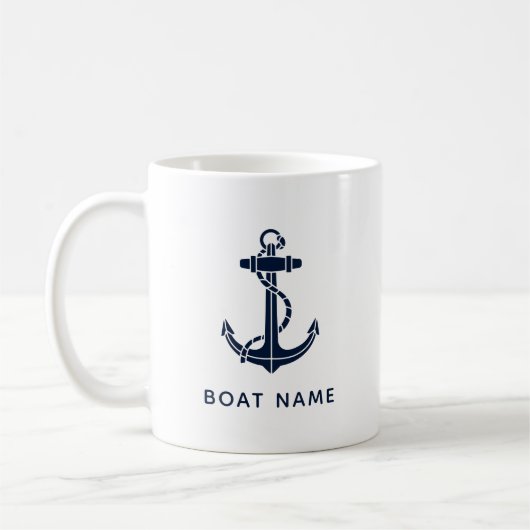 Navy Blue Boat Anker Custom Keepsake Koffiemok (Links)