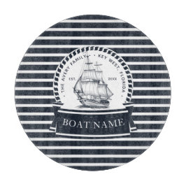 Navy Blue Boat Modern, gepersonaliseerd Snijplank