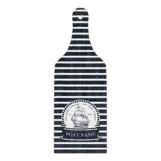 Navy Blue Boat Modern, gepersonaliseerd Snijplank (Voorkant)