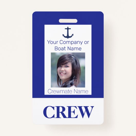 Navy Blue Boat of Yacht Crew Foto ID Badge (Voorkant)