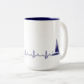 Navy Blue Boat Pulse Coffee Mok (Voorkant rechts)