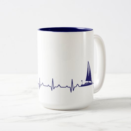Navy Blue Boat Pulse Coffee Mok (Voorkant rechts)