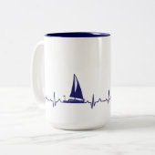 Navy Blue Boat Pulse Coffee Mok (Voorkant links)