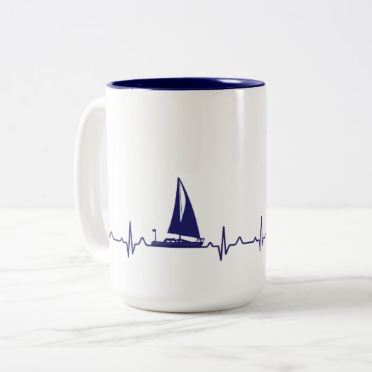 Navy Blue Boat Pulse Coffee Mok (Voorkant links)