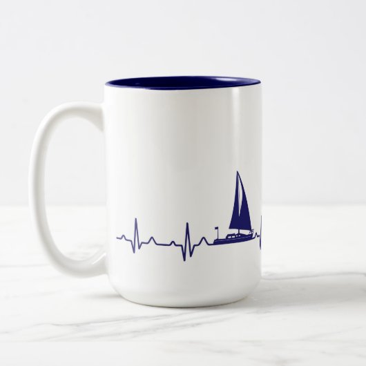 Navy Blue Boat Pulse Coffee Mok (Links)