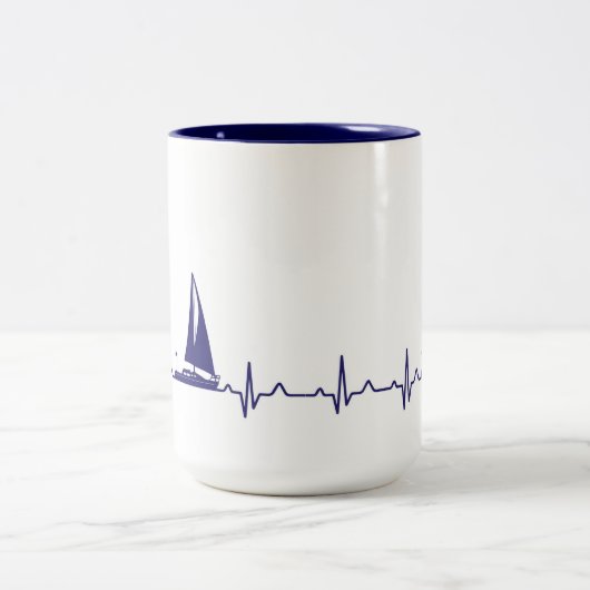 Navy Blue Boat Pulse Coffee Mok (Center)