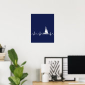 Navy Blue Boat Pulse Poster (Thuiskantoor)