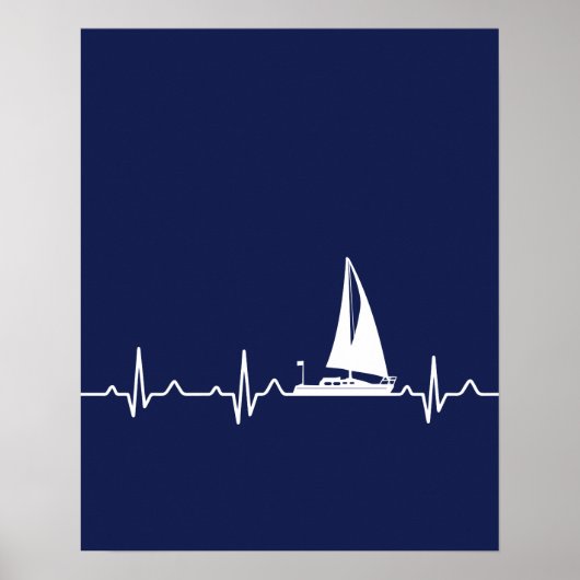Navy Blue Boat Pulse Poster (Voorkant)