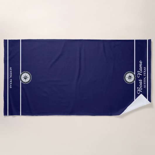 Navy Blue Boat Towel Strandlaken (Voorkant)
