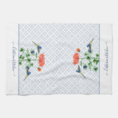 Navy Blue Boerderij House Floral Waterverf Humming Theedoek (Horizontaal)