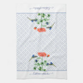 Navy Blue Boerderij House Floral Waterverf Humming Theedoek (Verticaal)