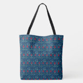Navy Blue, Bohemian Style Pattern, Canvas tas (Achterkant)