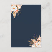 Navy Blue Boho Chic Bloemen Huwelijk Informatiekaartje (Achterkant)