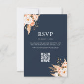 Navy Blue Boho Chic Bloemen Huwelijk RSVP Kaartje (Voorkant)