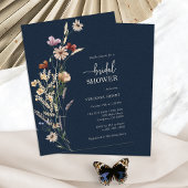 Navy Blue Boho Floral Bridal Shower Kaart