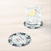 Navy Blue Boho Floral Wedding Kartonnen Onderzetters (Insitu)
